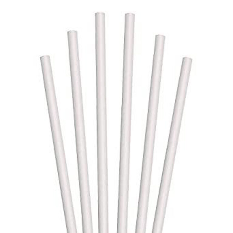 8 inch Plain White Paper Straw (Qty 250)