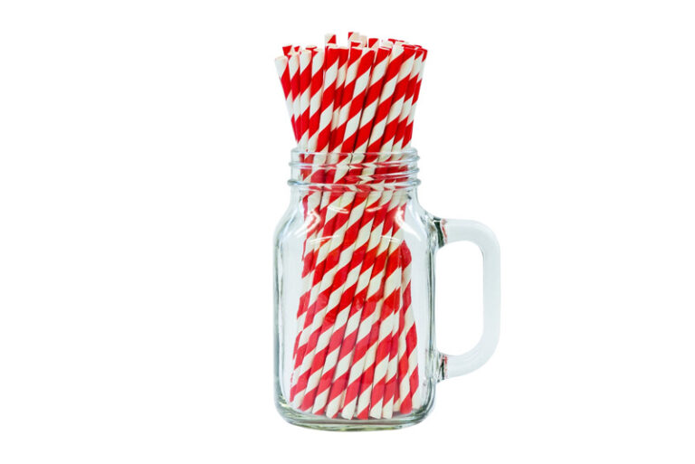 8 inch Red & White Paper Straw (Qty 100)