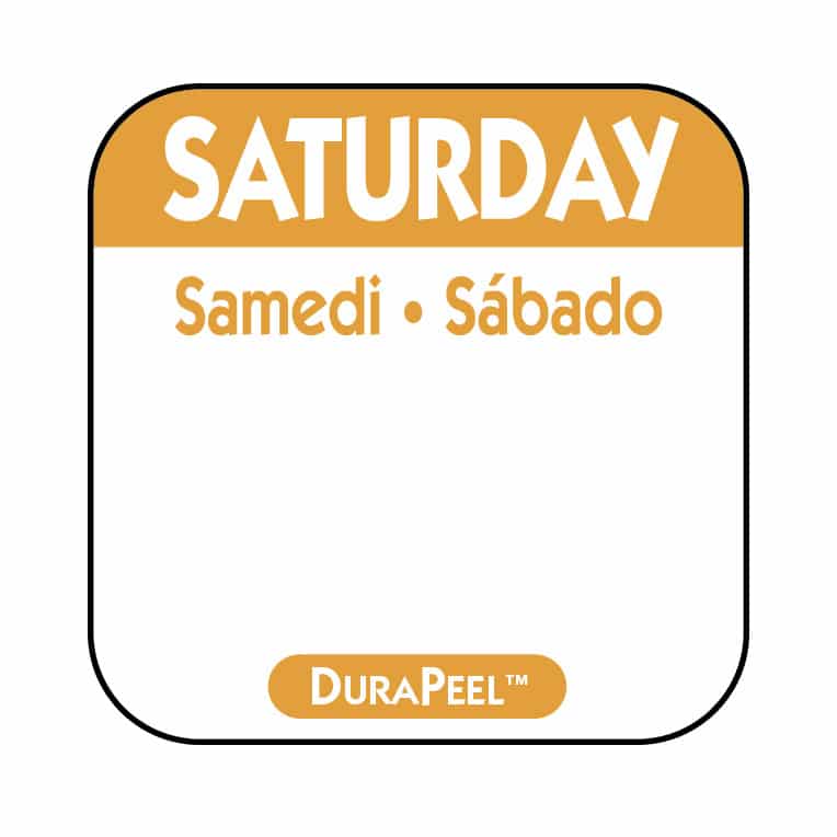 Day of the Week Saturday labels on a 1-inch roll