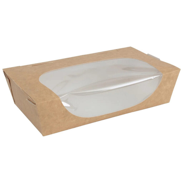 Salad Box Brown Bio Large With Window 180x100x50mm (Qty 200)