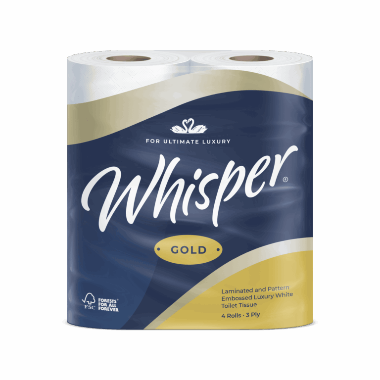 40 rolls of 3 ply whisper gold toilet rolls