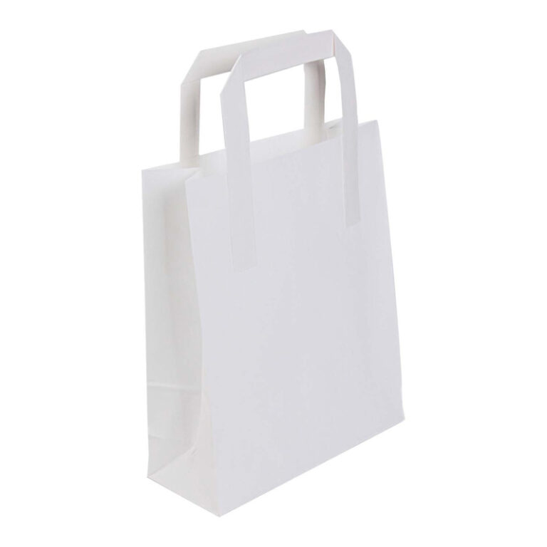 White Paper Carrier Bags Medium 8.5x10x4.5inch (Qty 250)