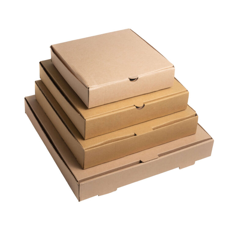 12 inch Pizza Boxes Brown Kraft (100) - Eco-friendly, sturdy kraft paperboard pizza boxes for delivering and storing 12-inch pizzas.