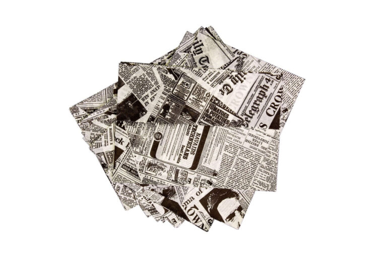 Burger wrap sheets 250x330mm – newsprint design, grease-resistant paper pack of 1000