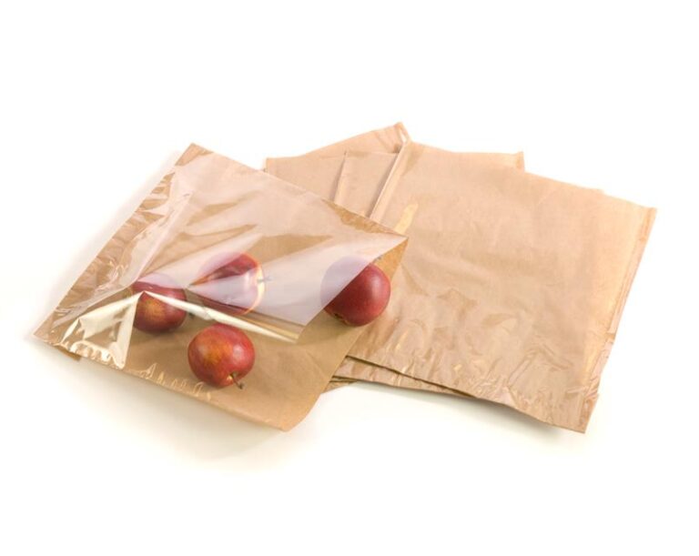 Brown film front bags 8.5x8.5 inch with clear window, pack of 1000 for food display and packaging