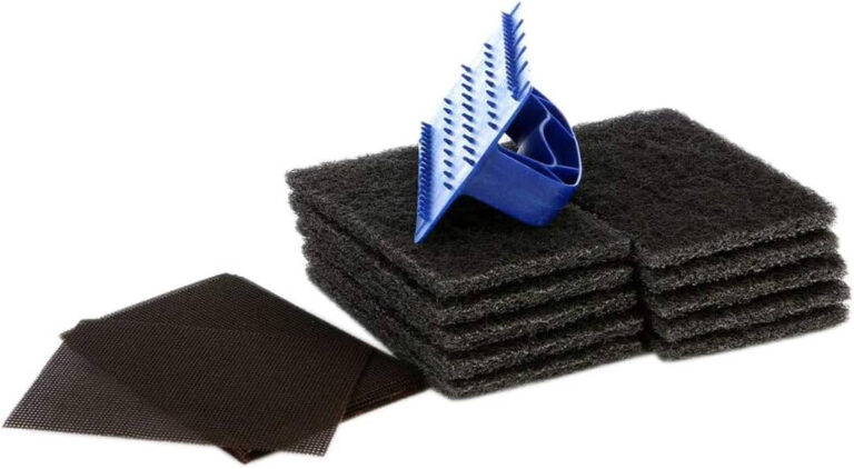 Griddle scourer holder with 10 cleaning pads and 10 protective screens, single set