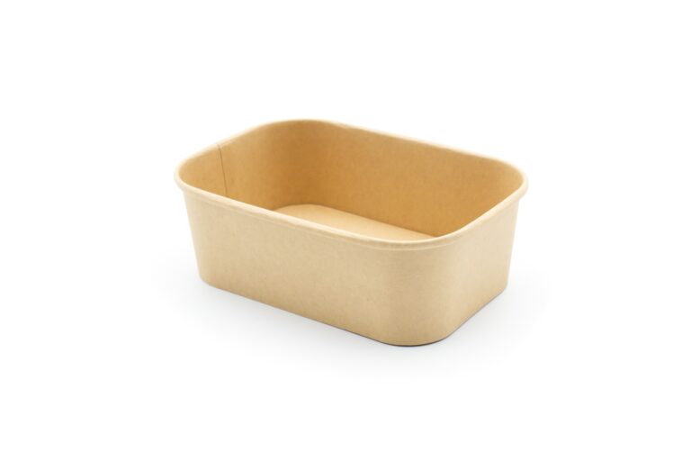 Rectangular 1000ml kraft salad bowl for takeaway food packaging