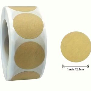 Roll of 2.5cm kraft round labels, 500 self-adhesive brown stickers for packaging, crafting, and organizing