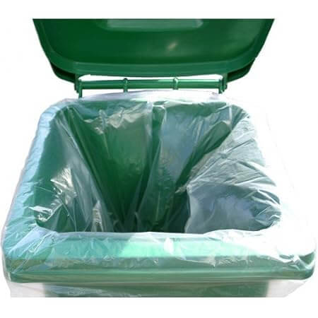 Clear heavy-duty wheelie bin sack 760×1165×1370mm for waste management