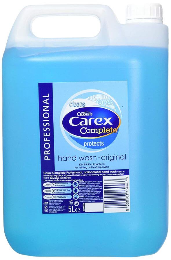 5-litre Carex handwash refill bottle for hygiene and dispenser use