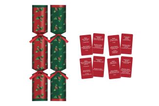 10-inch red and green holly Christmas cracker, bulk pack of 100