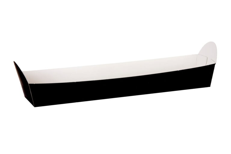 Black compostable baguette tray for bakery and food display, pack of 500