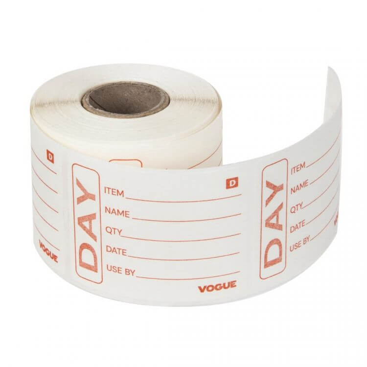 Hygiplas dissolvable prepared food labels on a roll, 250 water-soluble labels for commercial kitchens