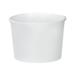 White 16oz round disposable food container with secure lid, bulk pack of 500