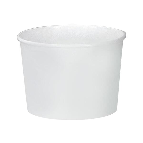 White 16oz round disposable food container with secure lid, bulk pack of 500