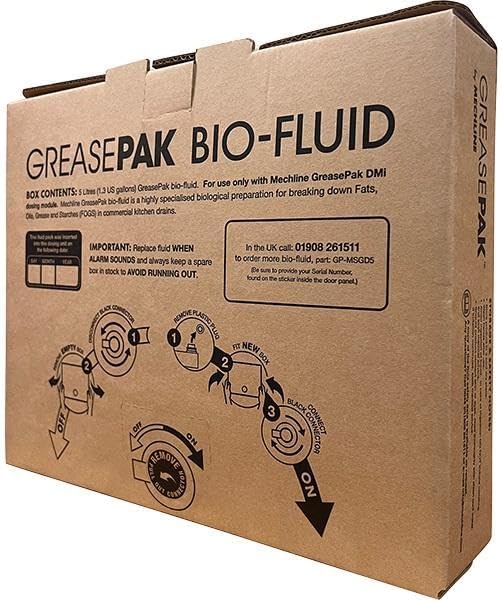 GreasePak dosing fluid 3x5 litre pack for breaking down fats oils and grease in commercial kitchen drainage systems