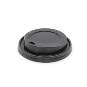 Black lids for 12 and 16oz double wall cups, spill-resistant takeaway cup lids pack of 1000