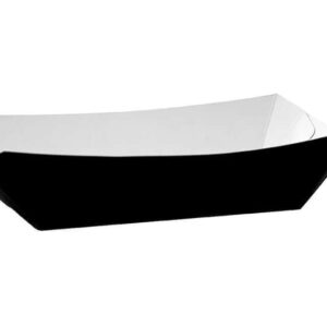 Black compostable large meal tray measuring 260 x 170 x 55mm, suitable for serving hot and cold takeaway meals in an eco-friendly food packaging solution.