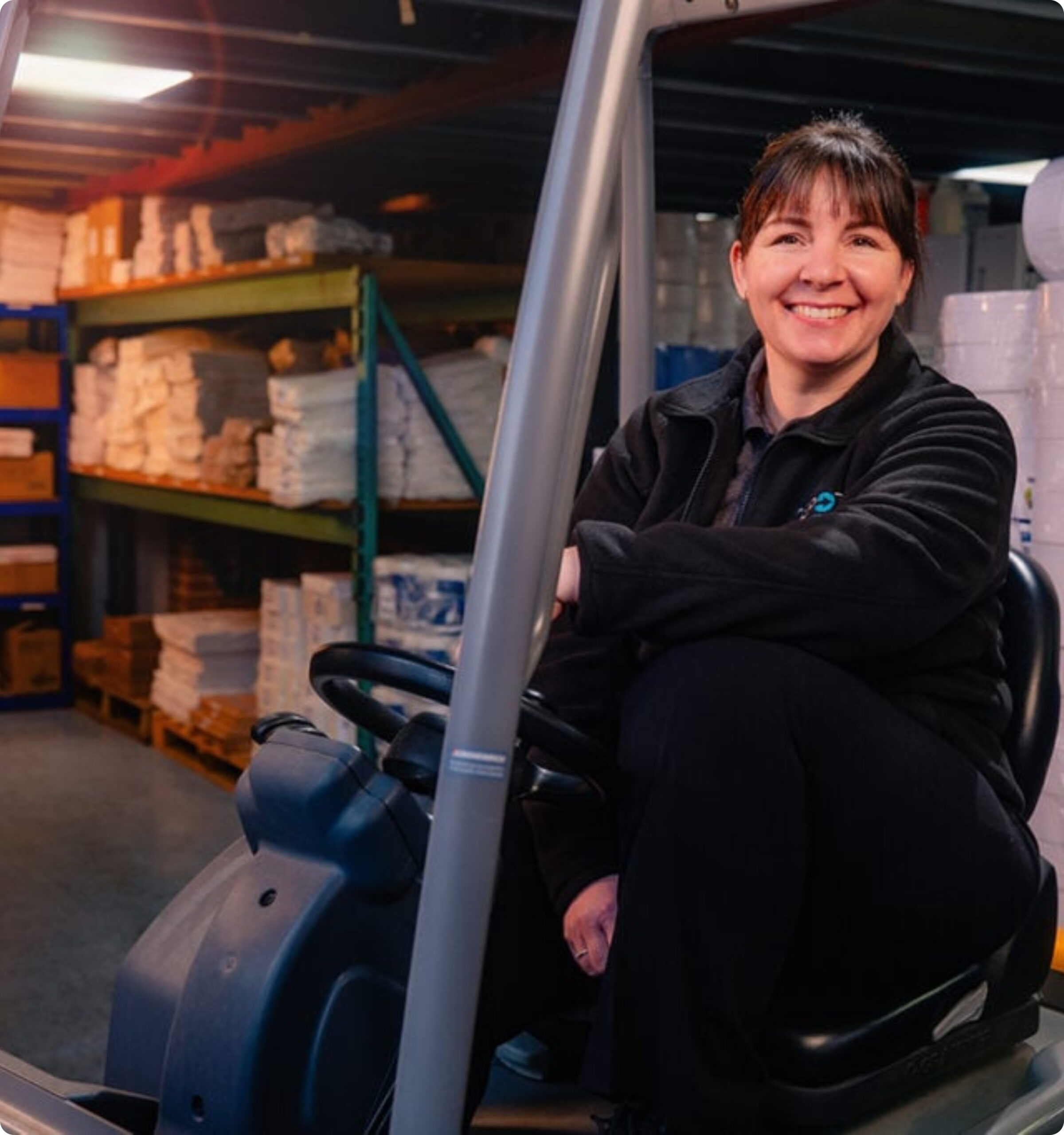 lady on forklift truck