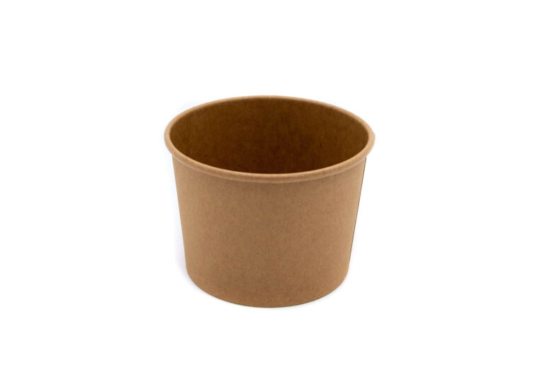 12oz heavy-duty brown kraft combi pot for serving hot and cold takeaway foods, including soups, salads, noodles, and desserts.