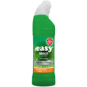 Easy Pine Toilet Cleaner 750ml bottle with angled neck design, suitable for removing limescale, stains, and odours while leaving a fresh pine fragrance.