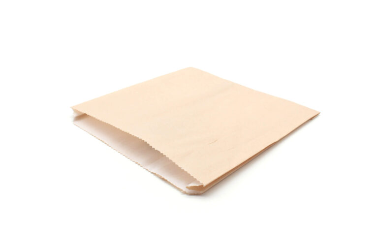 Brown greaseproof hot food bag measuring 8 x 10 x 9 inches, suitable for carrying hot takeaway foods while resisting grease and leaks.