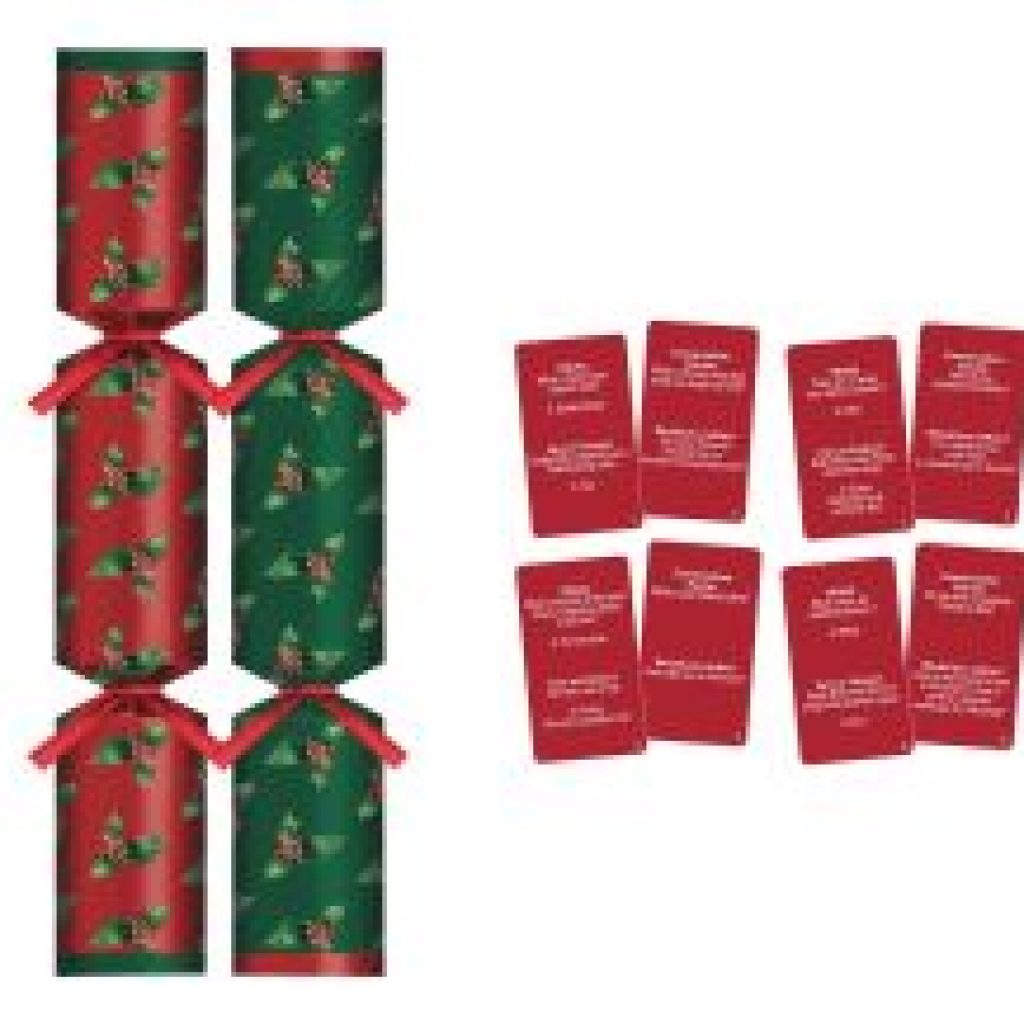10-inch red and green holly Christmas cracker, bulk pack of 100
