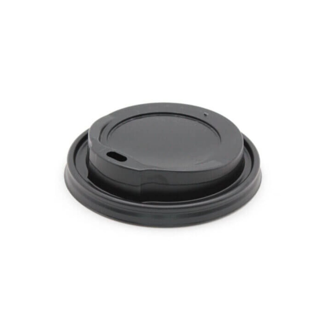 Black lids for 12 and 16oz double wall cups, spill-resistant takeaway cup lids pack of 1000