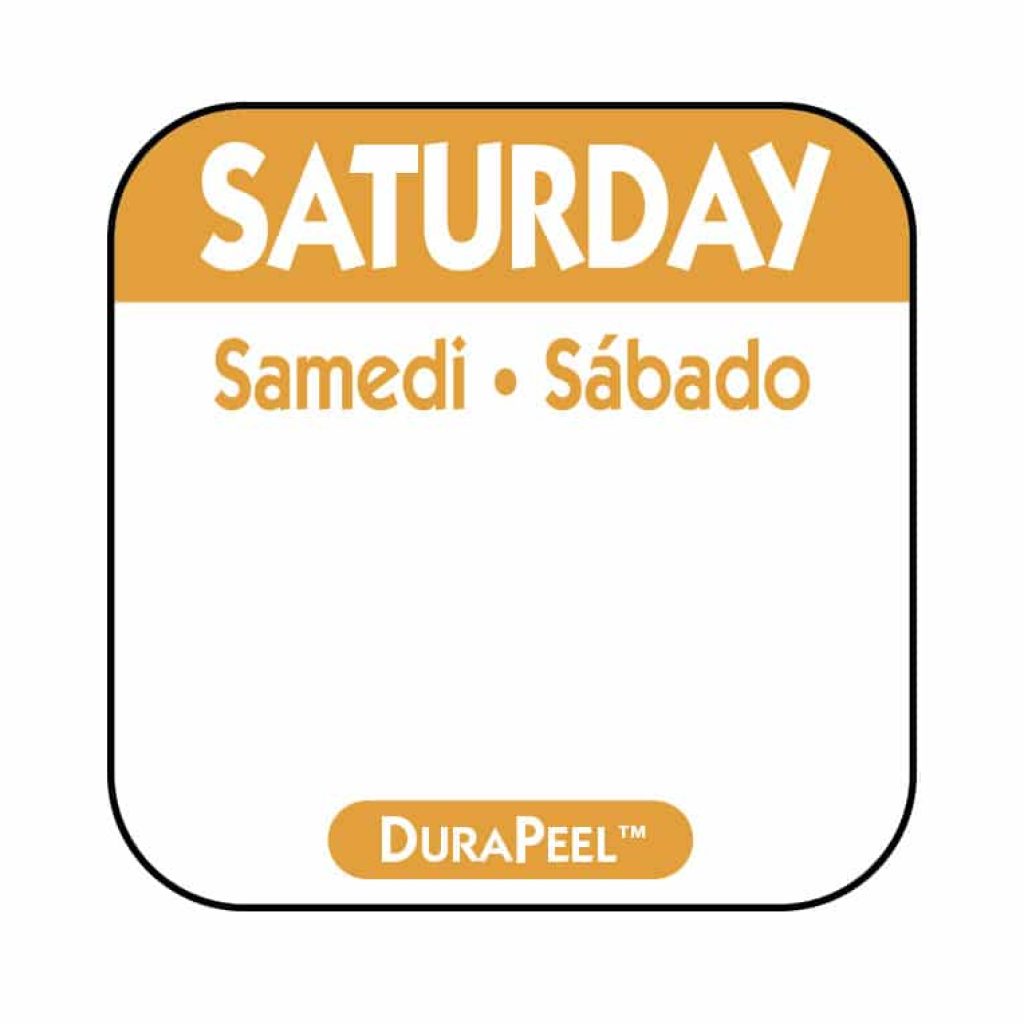 Day of the Week Saturday labels on a 1-inch roll
