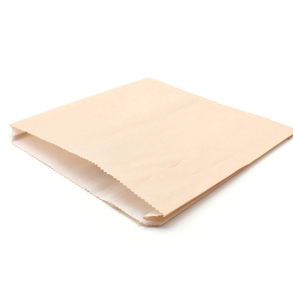 Brown greaseproof hot food bag measuring 8 x 10 x 9 inches, suitable for carrying hot takeaway foods while resisting grease and leaks.