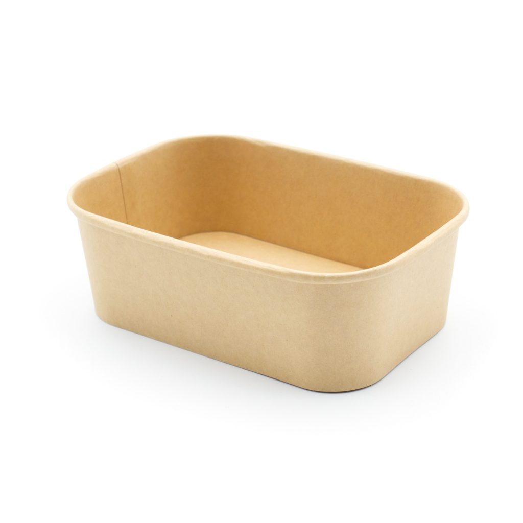 Rectangular 1000ml kraft salad bowl for takeaway food packaging