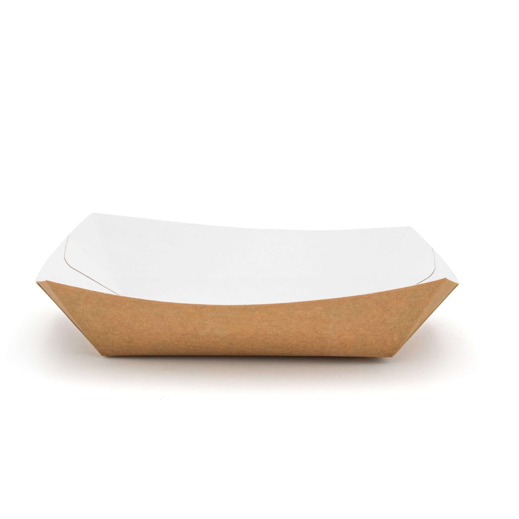Kraft compostable large meal tray measuring 260 x 170 x 55mm, suitable for serving hot and cold takeaway meals in an eco-friendly packaging option.