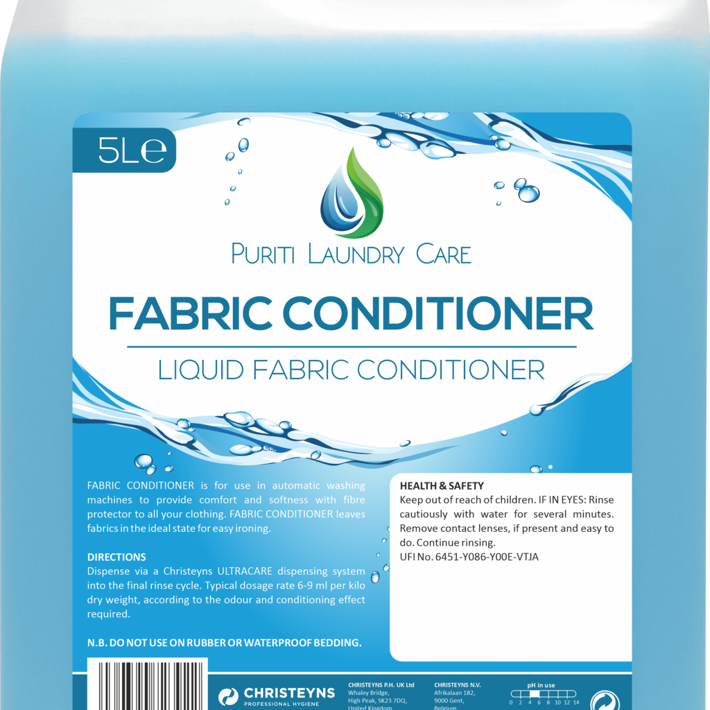 5-litre bottle of liquid fabric conditioner, formulated to soften fabrics and leave laundry with a fresh, long-lasting fragrance.